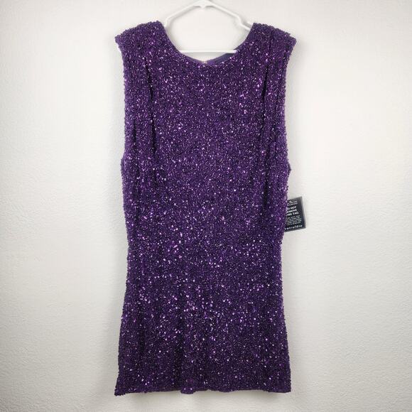 Retrofete Berline Sequin Mini Dress Purple Size XL Open Back NWT - Picture 3 of 11